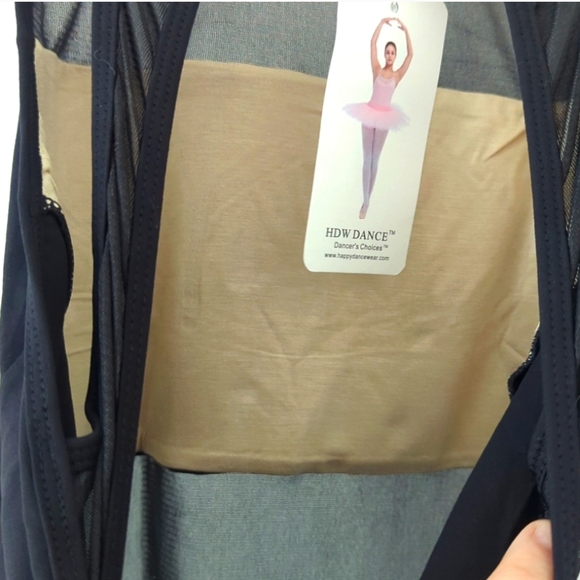 (2) NWT New Dancewear Black Mesh Lace Halter Tank Leotards Dance Gymnastics M - Picture 5 of 8